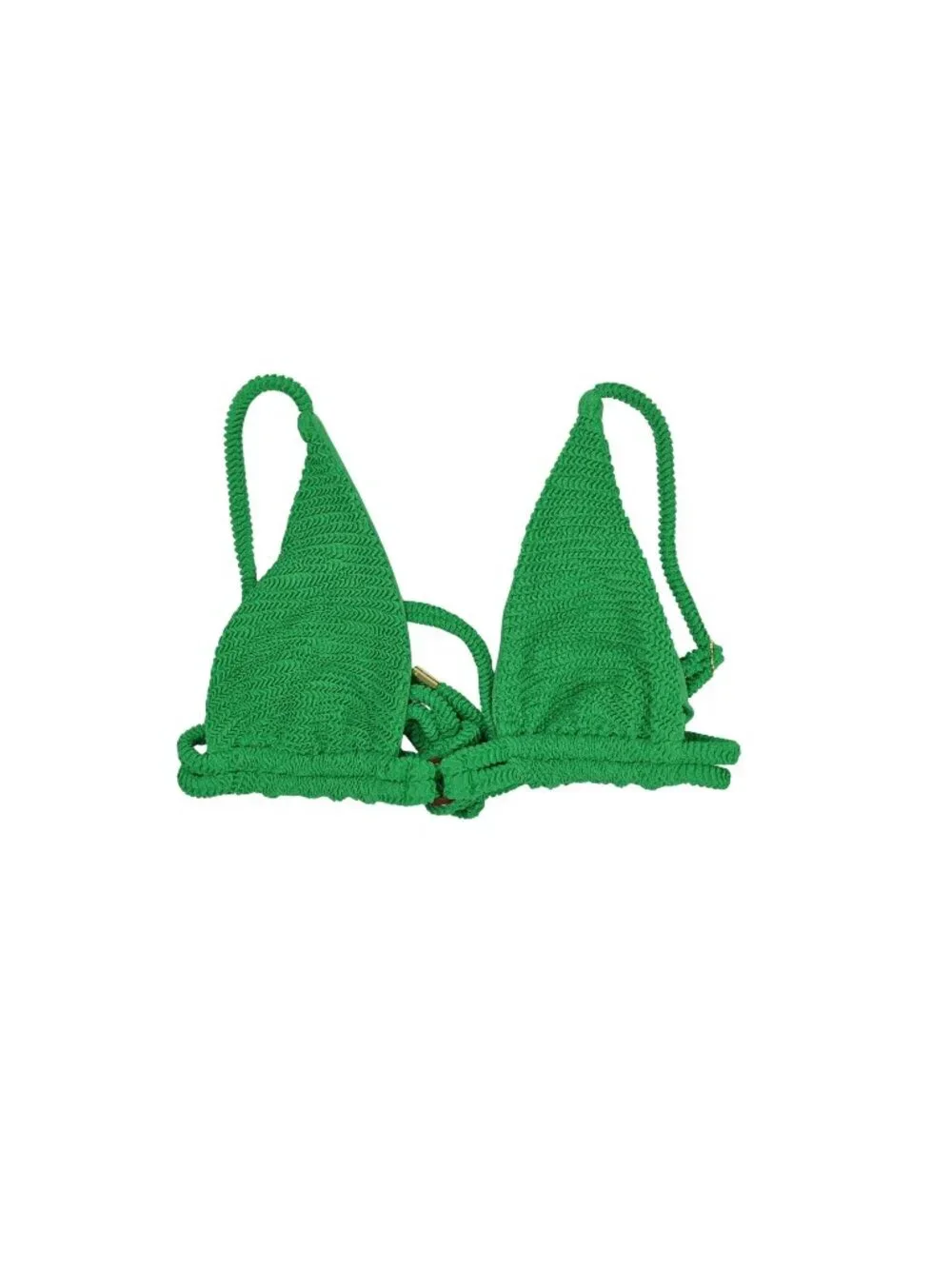 MONDAY Swimwear Triangle Bikini Top in Palm Green Crinkle